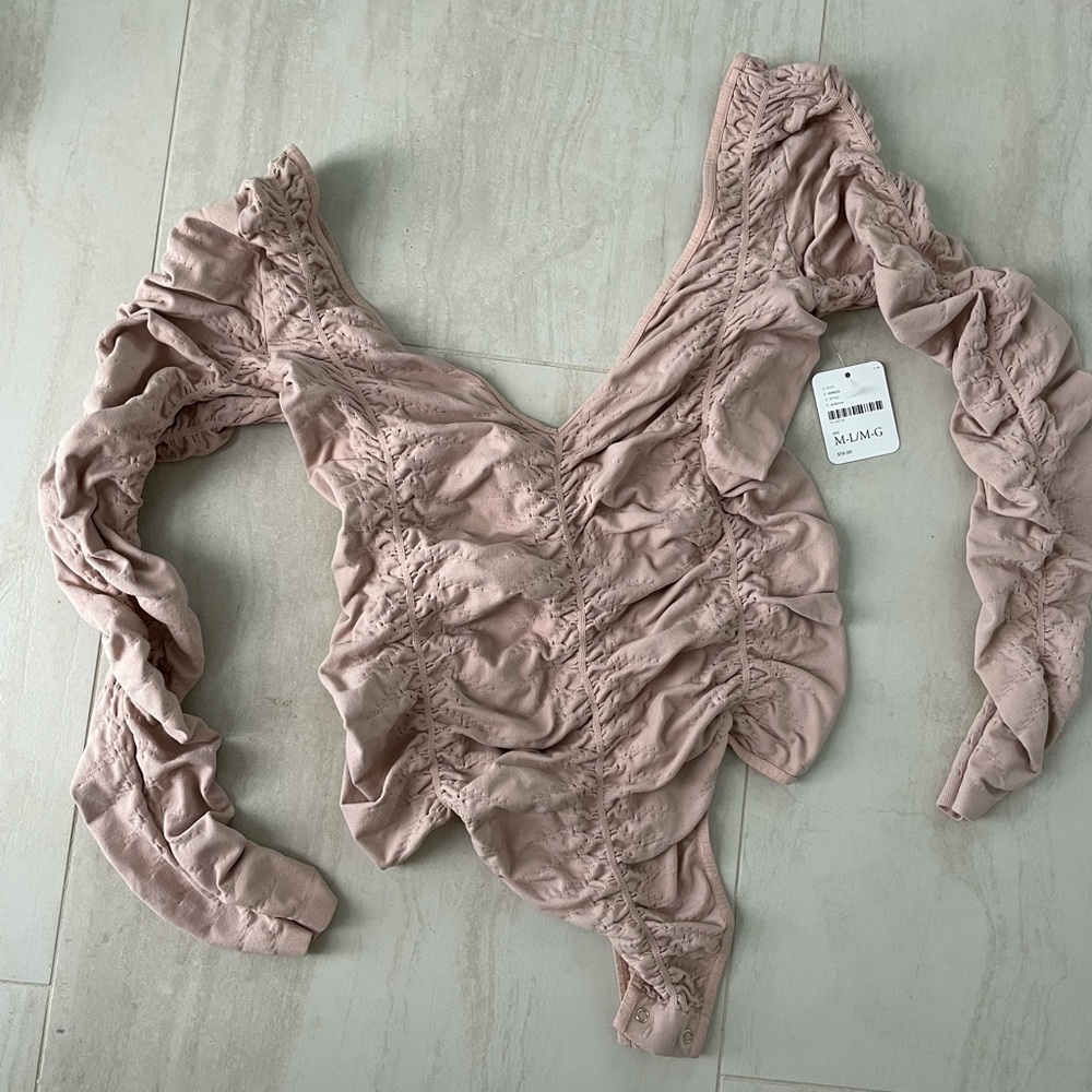 Free People Intimately ruched bodysuit in rose